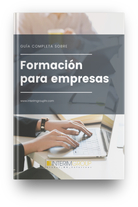 Mockup del E-book sobre el futuro del trabajo: tendencias y como prepararse las empresas por INTERIM GROUP