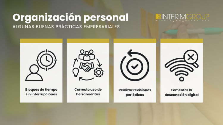 Imagen destacada sobre las buenas prácticas empresariales para la organización personal para el artículo del blog por INTERIM GROUP